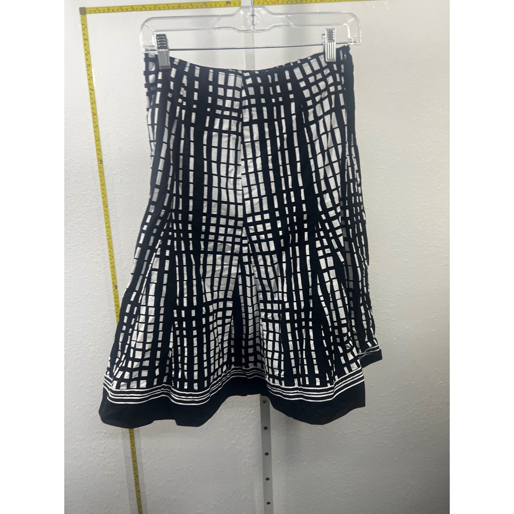 RB Collection New York Black White Grid Print Cotton A-Line Skirt Size 6